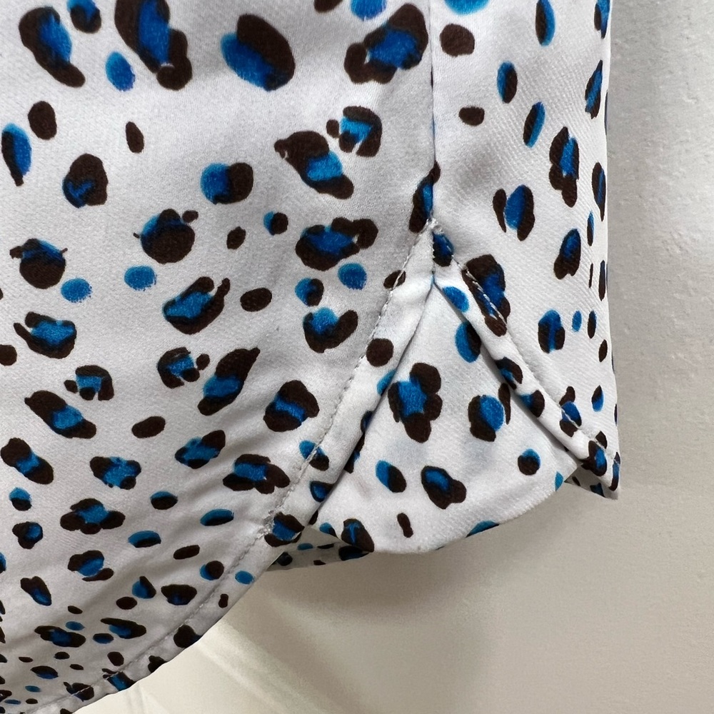 Anthropologie Cabi Blue Leopard Print Button Down Shirt Dress - Picture 11 of 14